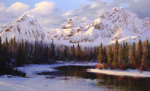 Paul Dykman Oil on Canvas. western artwork. mountainscapes- Placidity