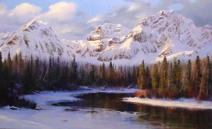 Paul Dykman Oil on Canvas mountain scene. Placidity