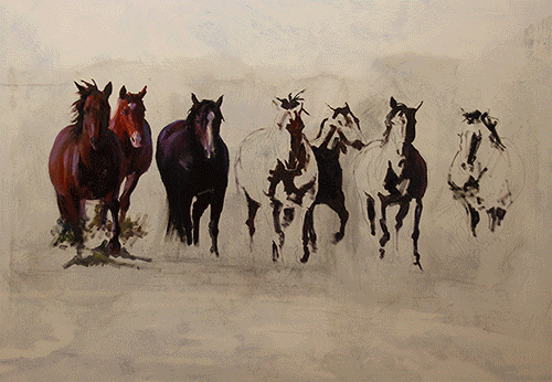 Paul Dykman Oil on Canvas Cowboys and horses western artwork