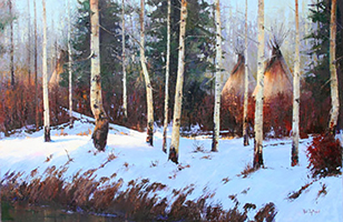 Oil on Canvas artwork. Landscapes. Western Artwork. Aspens and Red Willows
