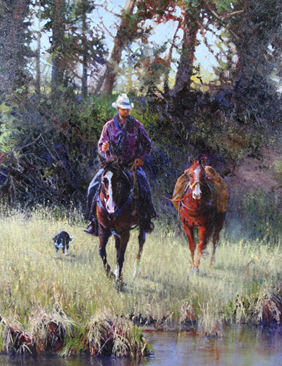 Paul Dykman Oil on Canvas western artwork. Cowboys and horses