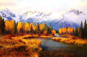Paul Dykman Oil on Canvas artwork. Landscapes. Western Artwork. Fall Serenity