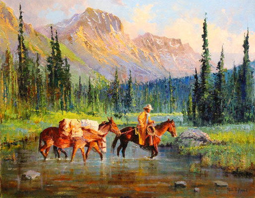 Paul Dykman. Oil on Canvas. Western Artwork. cowboys and horses