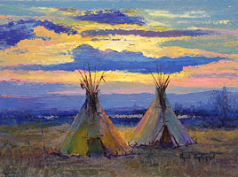 Paul Dykman Oil on Canvas artwork. Landscapes. Western Artwork. Sunset Glow