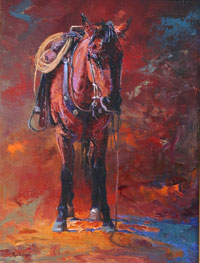 Oil on Canvas artwork. Horses. Western Artwork. The Birthday Gift