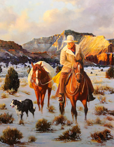 Paul Dykman Oil on Canvas landscapes. horses and cowboys. wester artwork