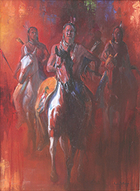 Oil on Canvas artwork. cowboys and indians. Western Artwork. War Party