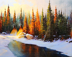 Oil on Canvas artwork. Landscapes. Western Artwork. Winterlight
